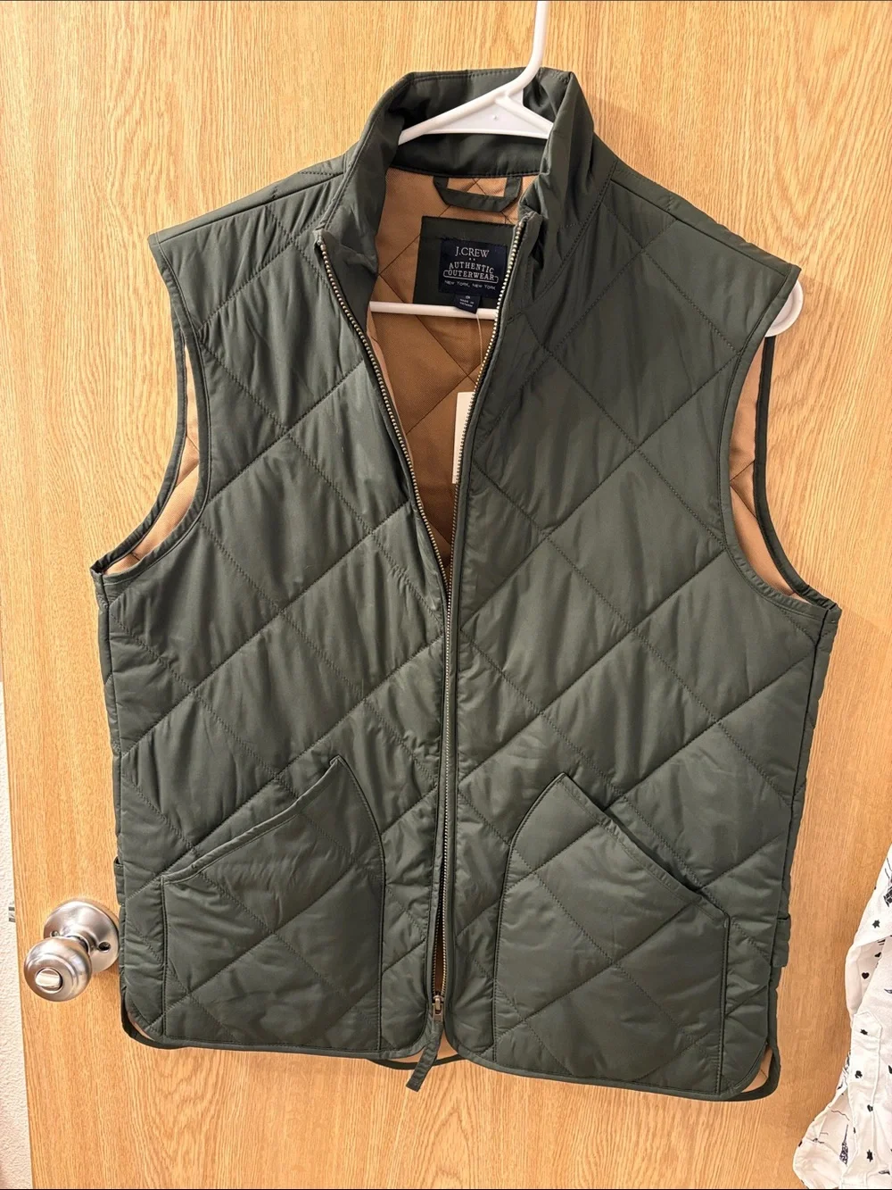 J. Crew Quilted Olive Green Men’s Vest